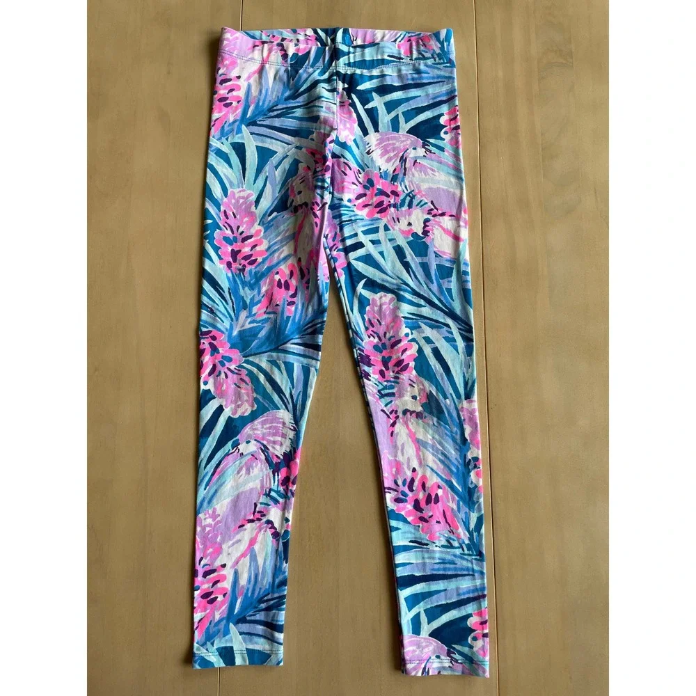 Lilly Pulitzer Cotton Leggings Girls Kids Sz LG (8/10) Mr. Peacock Tweetheart